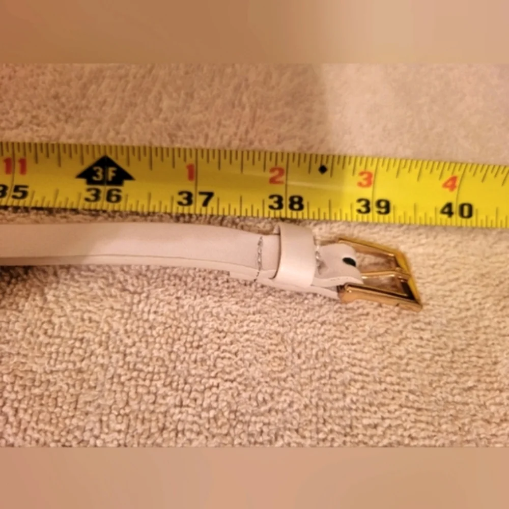 Light Pink and Gold‎ Leather Belt with Rectangular Buckle